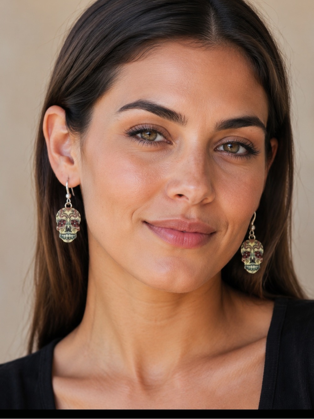 Multi-Color Sugar Skull Phone Charm Earrings
